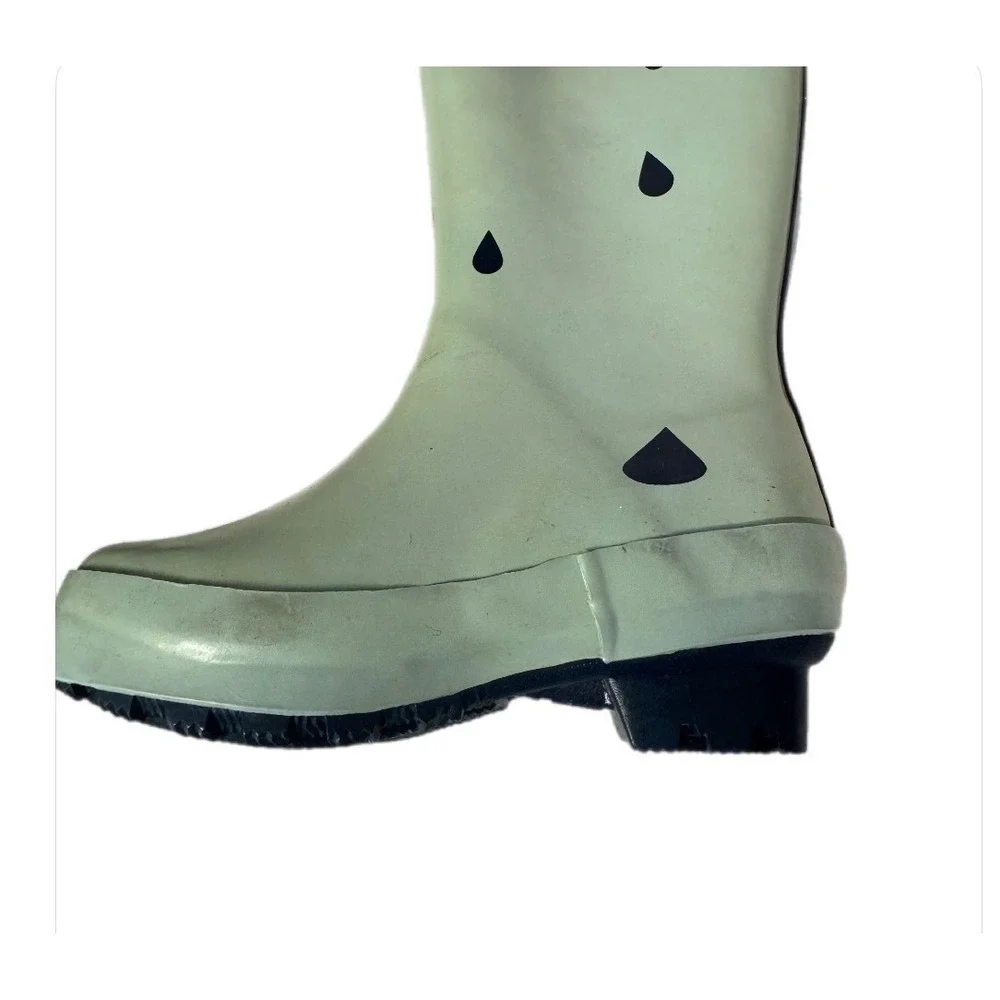 Rainbow Rain Boots Kids Size 5/6 Mint Green Rubber Waterproof Raindrops